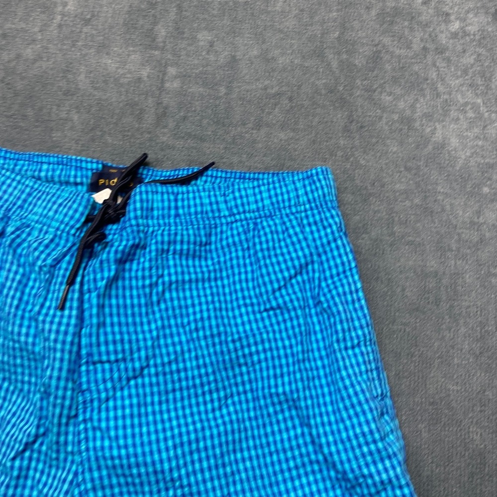 Piombo Swim Shorts Mens XL Black Blue Plaid Mesh Lined Drawstring Waist Beach - Picture 4 of 16